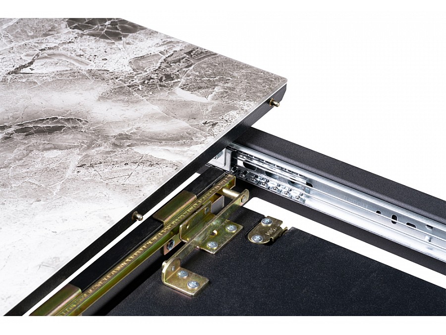 Стол стеклянный Бугун 120(160)х80х77 мрамор серый / черный