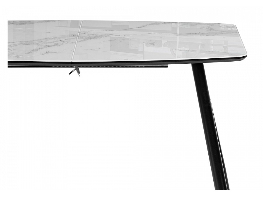 Стол стеклянный Эмма 110(150)х70х76 вставка стекло / черный / черная шагрень