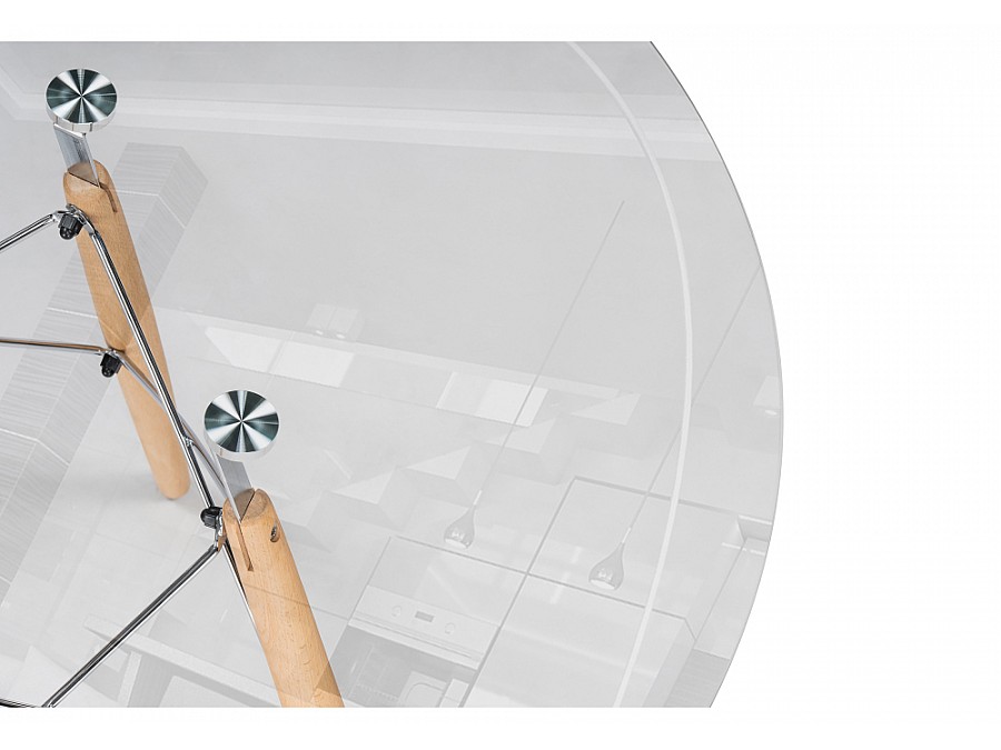 Стол стеклянный PT-151 80х76 clear glass / wood