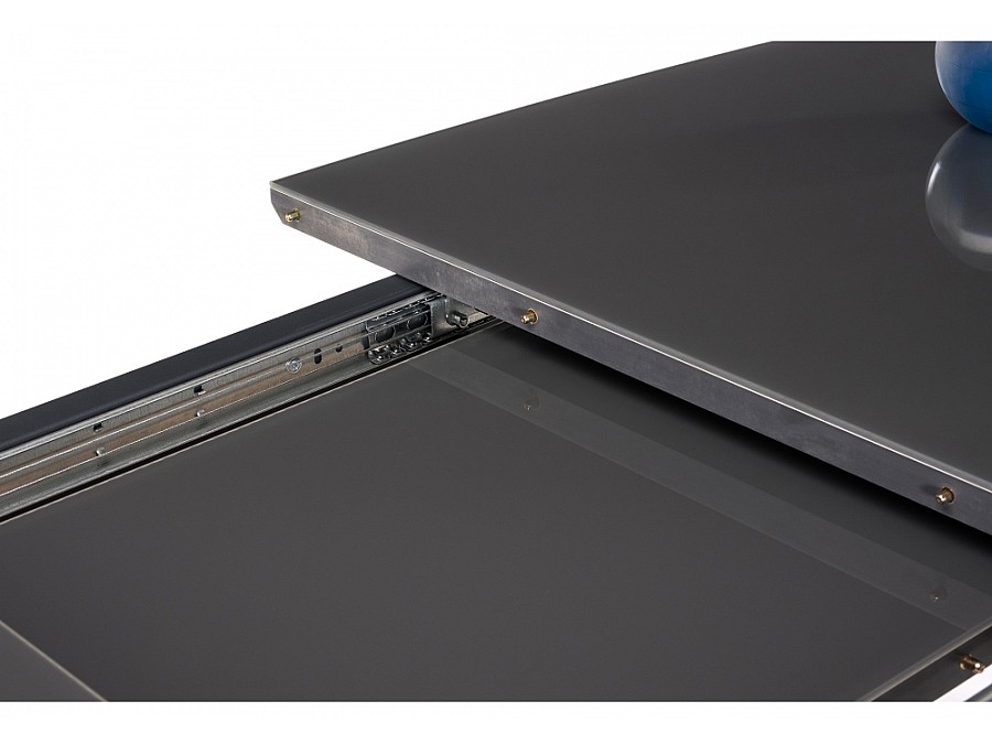 Стол стеклянный Теон 140(180)х80х76 графит / дуб антор натуральный