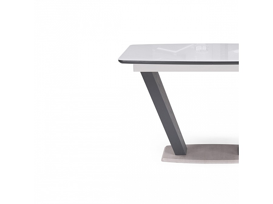 Стол стеклянный Петир 120(160)х80х75 ультра белый / гриджио / камень серый