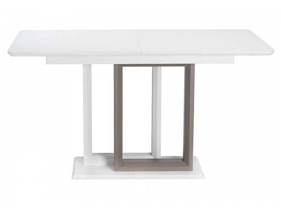 Стол стеклянный Санса 140(180)х80х76 грей / белая шагрень / грей