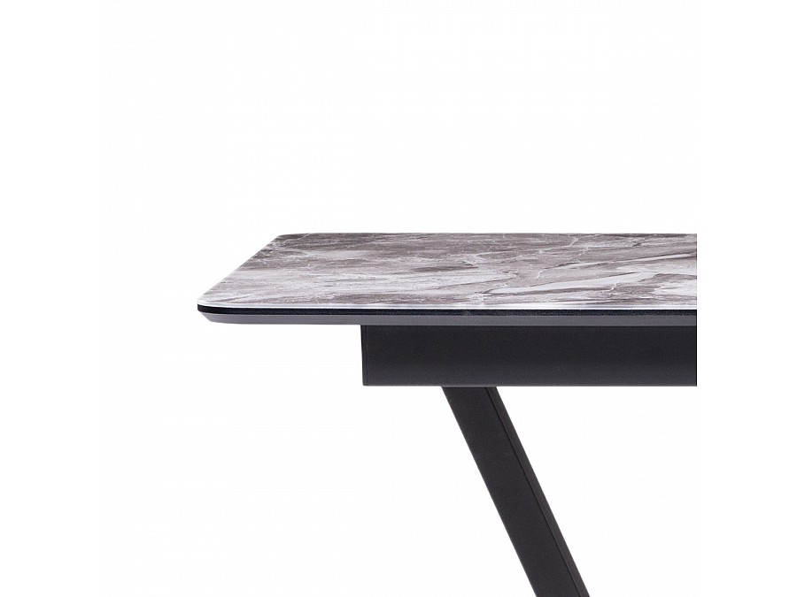 Стол стеклянный Бугун 120(160)х80х77 мрамор серый / черный