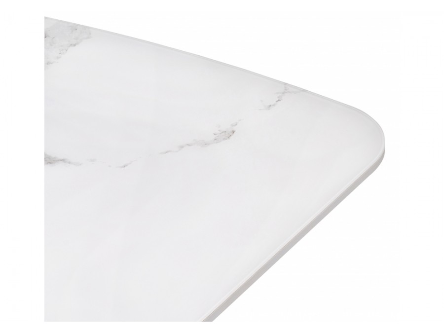 Стол стеклянный Петир дуб с пилением / белая шагрень