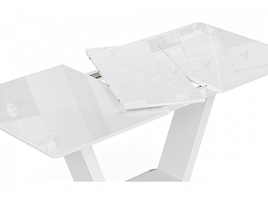 Стол стеклянный Иматра 140(180)х80х75 белый / белая шагрень