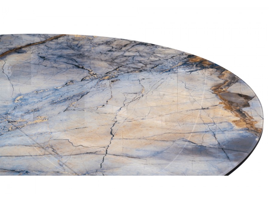 Стол стеклянный Кловис 100(140)х100х76 магеллан / черный