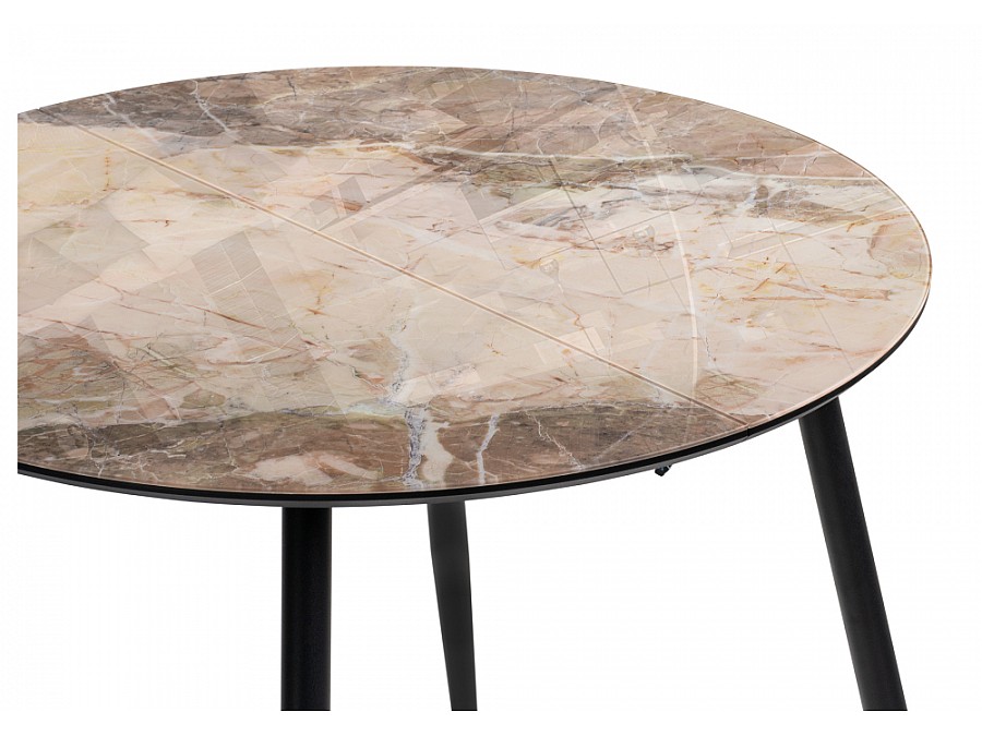 Стол стеклянный Кловис 100(140)х100х76 каталония / черный