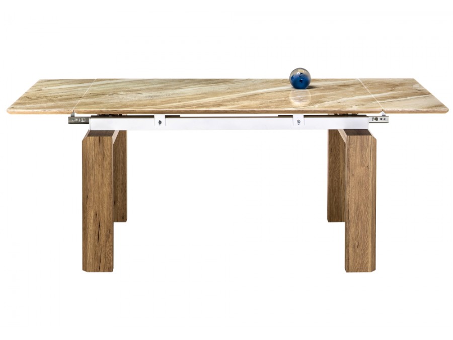 Стол стеклянный Давос 140(200)х80х78 бежевый мрамор