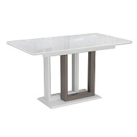 Стол стеклянный Санса 140(180)х80х76 грей / белая шагрень / грей