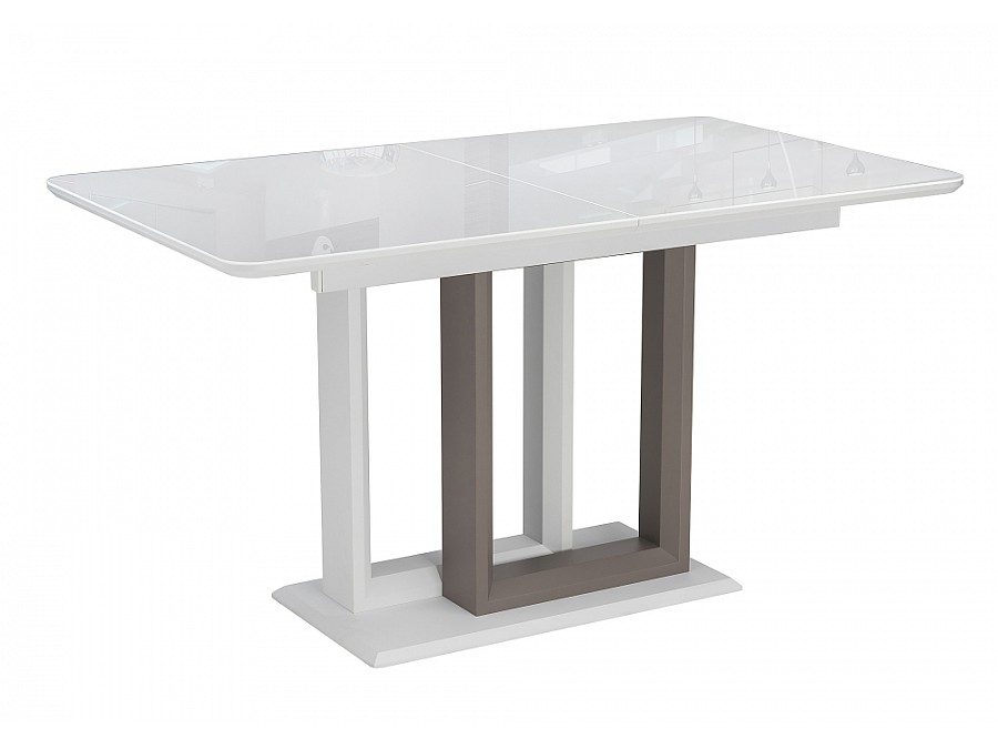 Стол стеклянный Санса 140(180)х80х76 грей / белая шагрень / грей