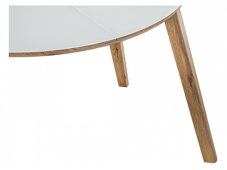 Стол стеклянный Семвэлл 100(140)х100х75 дуб монтана / белый