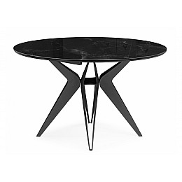 Стол стеклянный Рикла 120(160) черный мрамор / черный