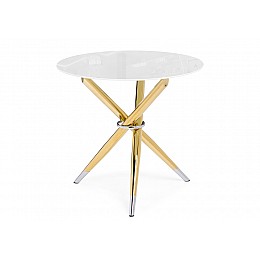 Стол стеклянный Rock 80х75 white / gold