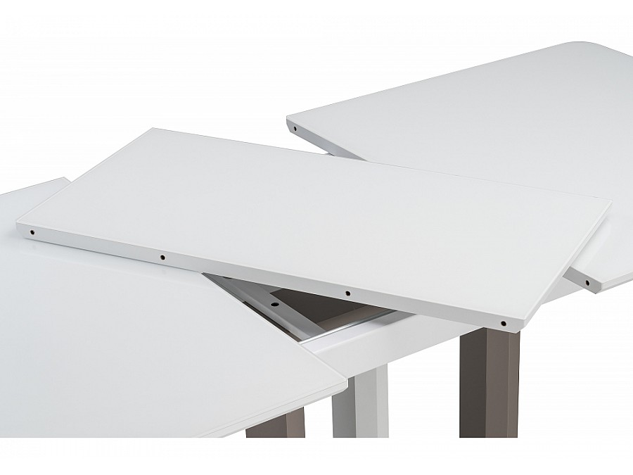 Стол стеклянный Санса 140(180)х80х76 грей / белая шагрень / грей