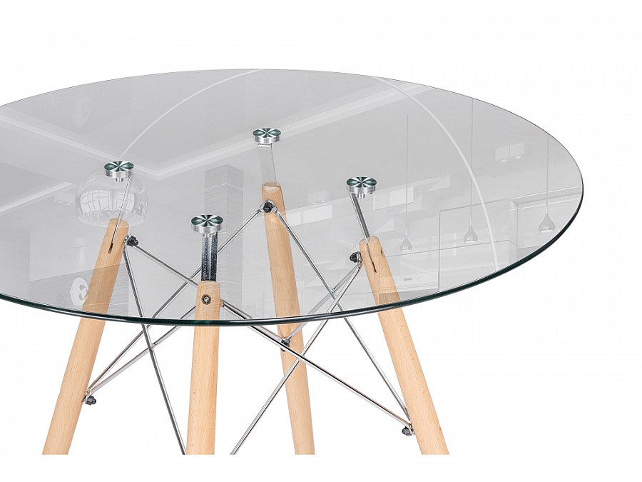 Стол стеклянный PT-151 80х76 clear glass / wood