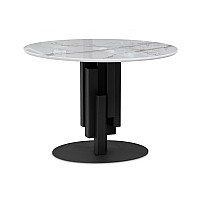Стол стеклянный Калипсо 110х75 белый мрамор / черный