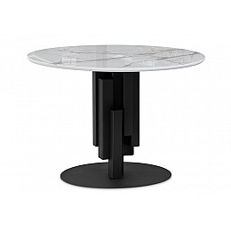 Стол стеклянный Калипсо 110х75 белый мрамор / черный