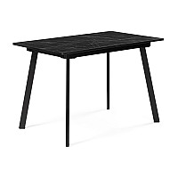 Стол стеклянный Агни 110(140)х68х76 файерстоун / черный матовый