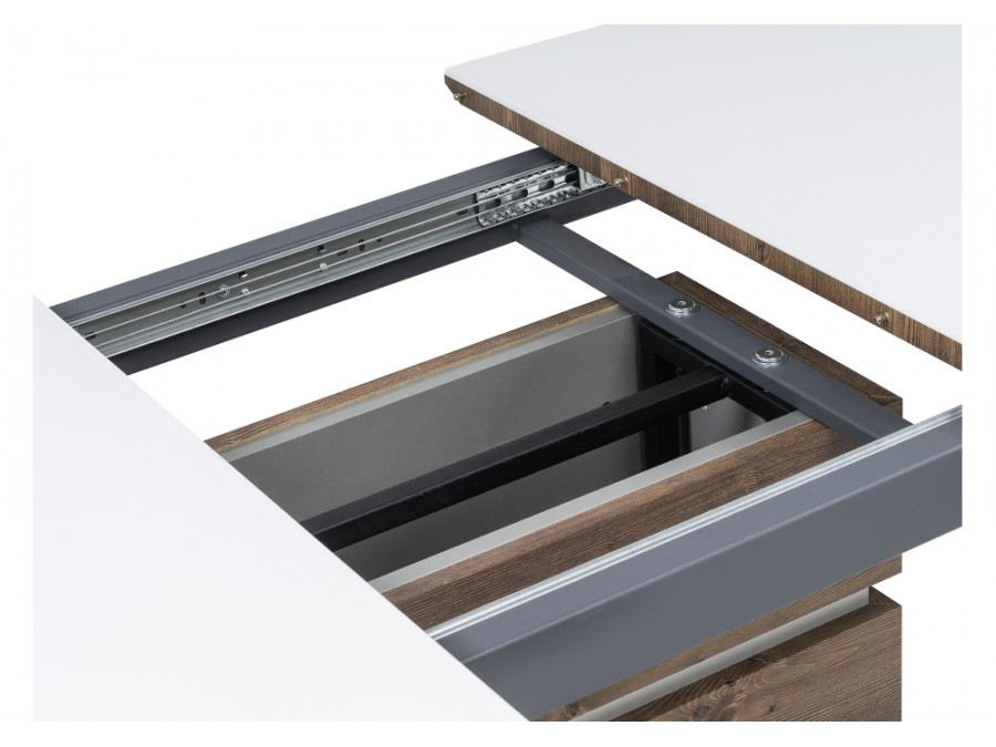 Стол стеклянный Фернан 140(180)х80х76 орех кантри / белый