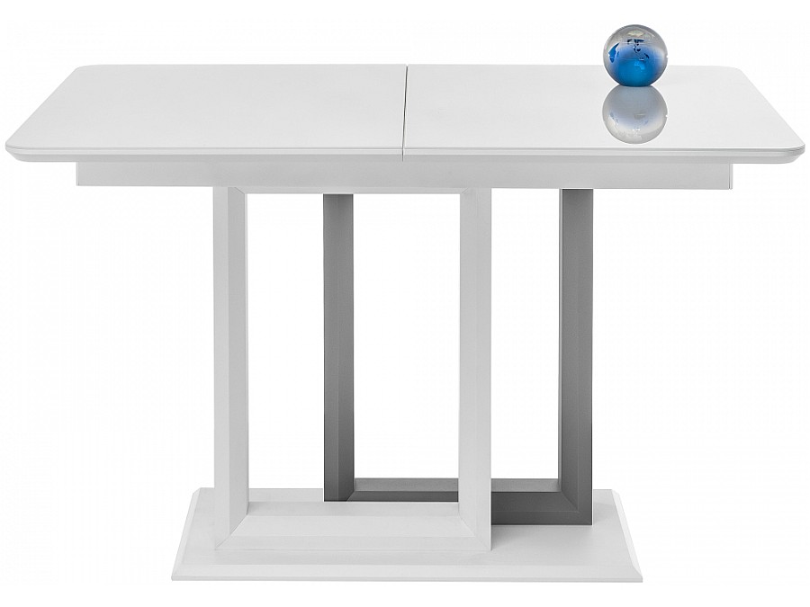 Стол стеклянный Санса 120(160)х80х76 белая шагрень / белый