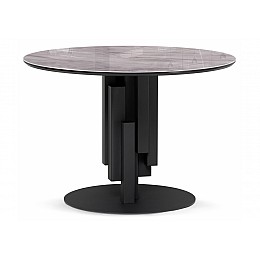 Стол стеклянный Калипсо 110х75 серый мрамор / черный