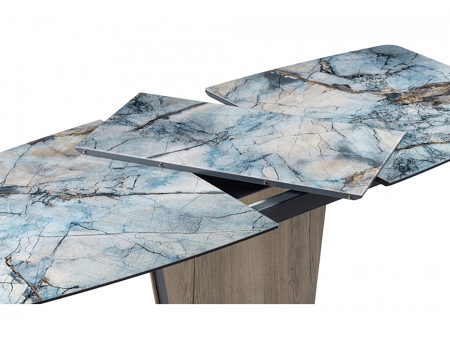 Стол стеклянный Теон 140(180)х80х75 магеллан / галифакс натуральный / графит