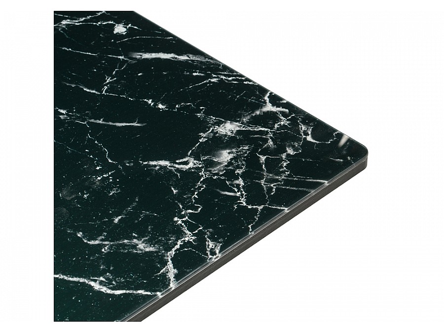 Стол стеклянный Иматра 140(180)х80х76 мрамор черный / черная шагрень