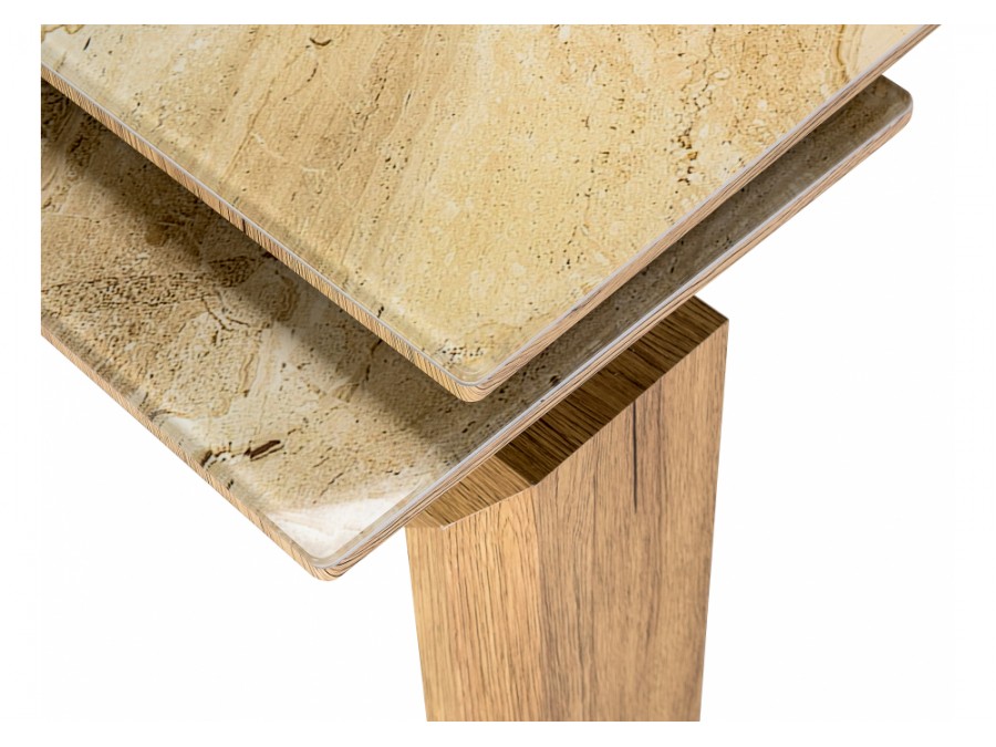 Стол стеклянный Давос 140(200)х80х78 бежевый мрамор