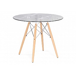 Стол стеклянный PT-151 80х76 clear glass / wood
