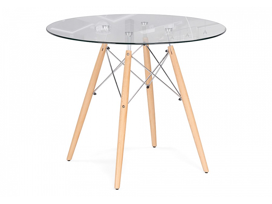 Стол стеклянный PT-151 80х76 clear glass / wood