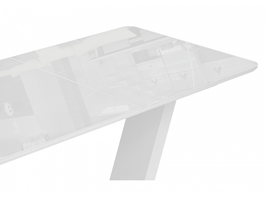 Стол стеклянный Иматра 140(180)х80х75 белый / белая шагрень