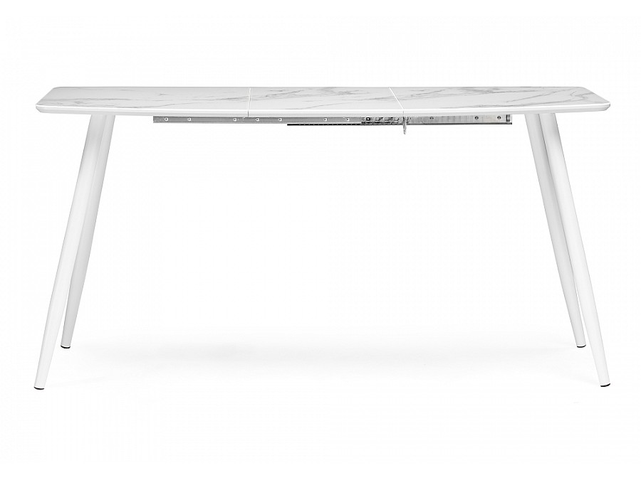 Стол стеклянный Эмма 110(150)х70х76 белый мрамор / белый