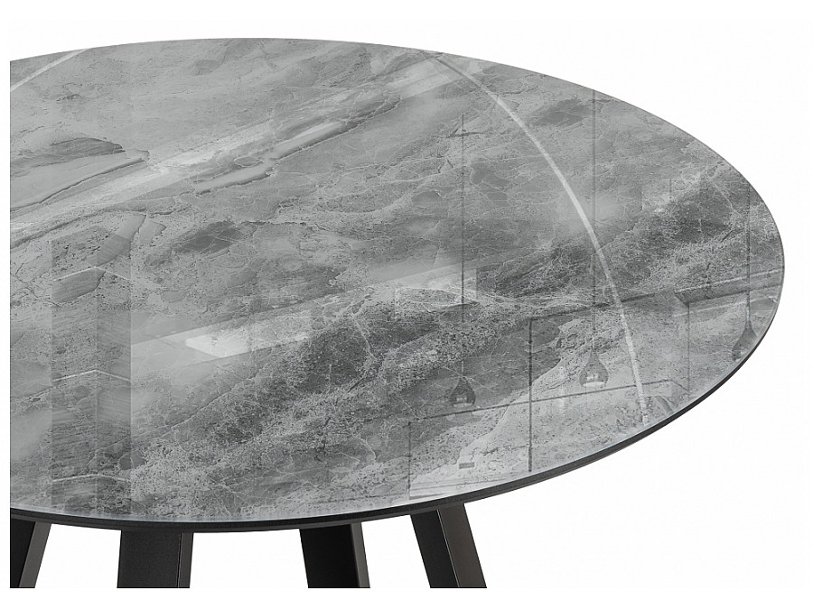Стол стеклянный Норфолк 100х78 серый мрамор / черный