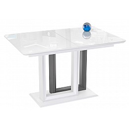Стол стеклянный Санса 120(160)х80х76 белая шагрень / белый