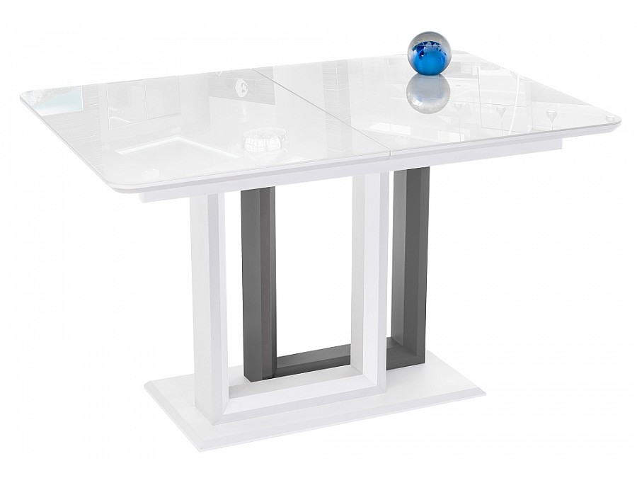 Стол стеклянный Санса 120(160)х80х76 белая шагрень / белый