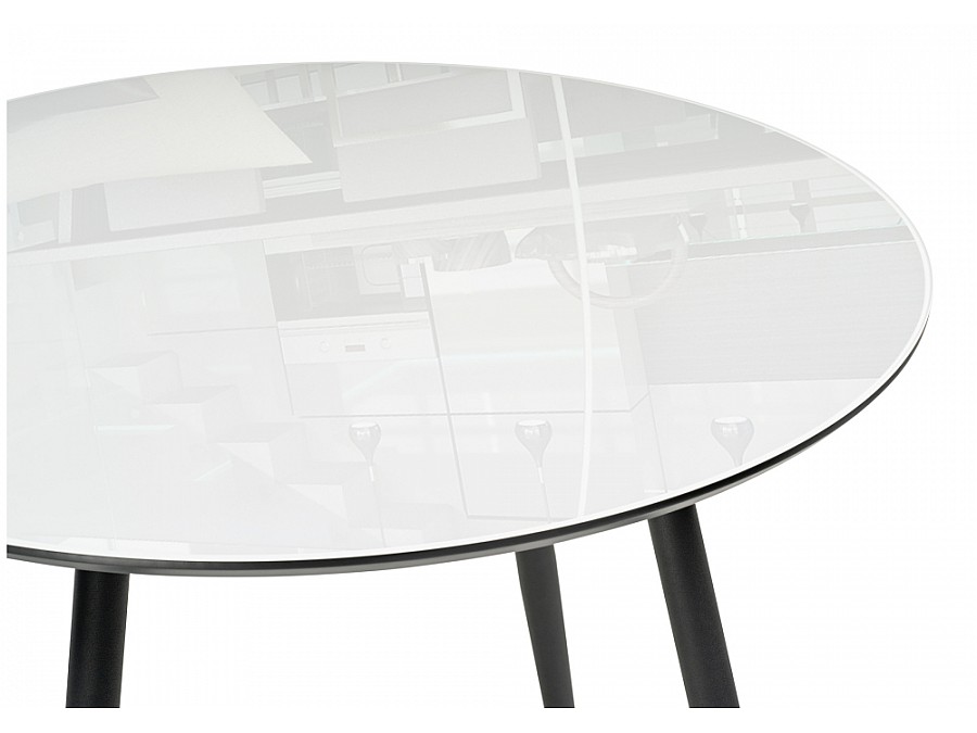 Стол стеклянный Абилин 100 ультра белый / черный / черный матовый