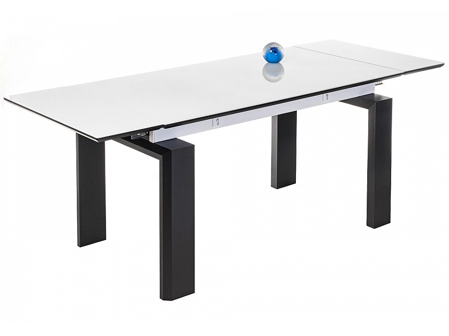 Стол стеклянный Давос 140(200)х80х78 белый / венге