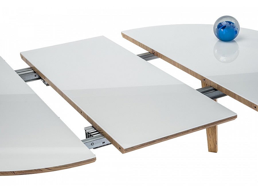 Стол стеклянный Семвэлл 100(140)х100х75 дуб монтана / белый