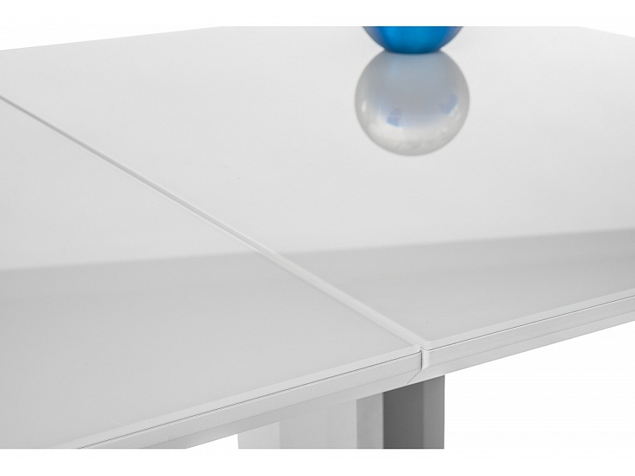 Стол стеклянный Санса 120(160)х80х76 белая шагрень / белый