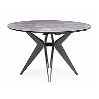 Стол стеклянный Рикла 120(160) серый мрамор / черный