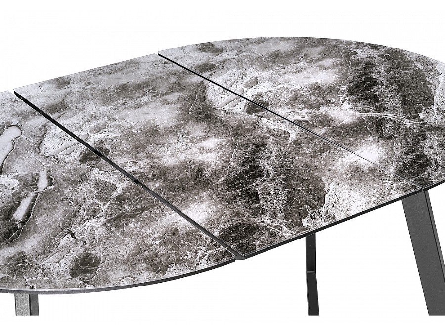 Стол стеклянный Алингсос черная шагрень / мрамор серый