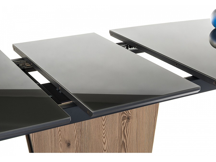 Стол стеклянный Теон 140(180)х80х76 лиственница / графит