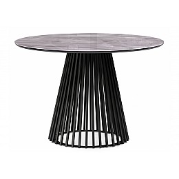 Стол стеклянный Нэнси 110х110х75 серый мрамор / черный