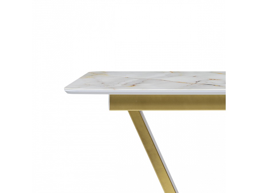 Стол стеклянный Бугун 120(160)х80х77 белый / золото