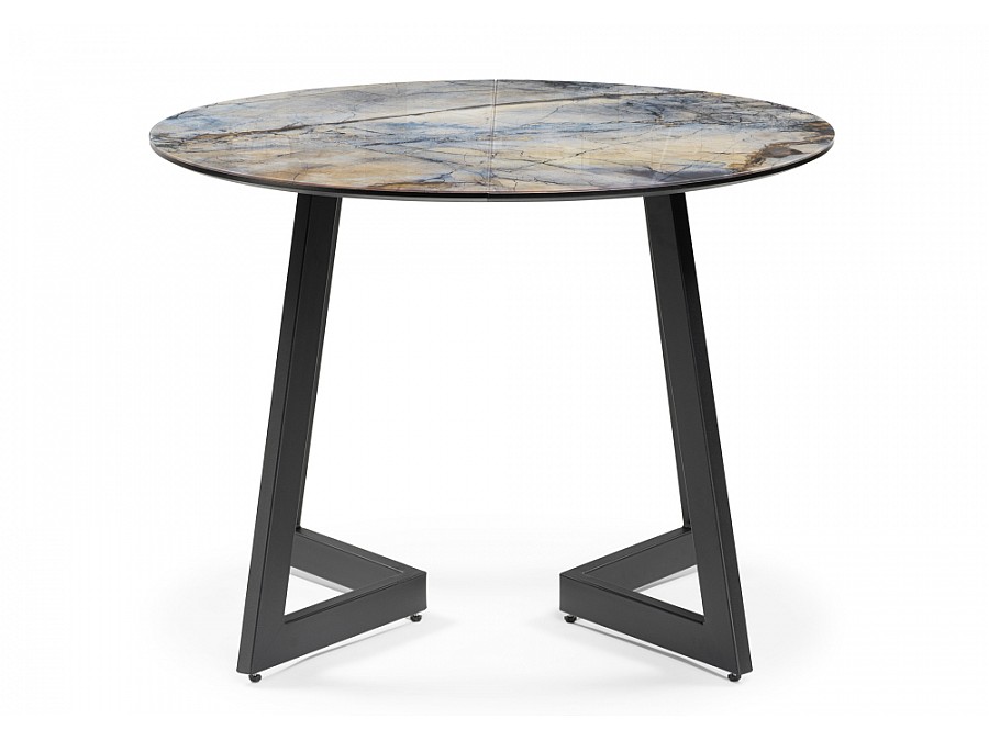 Стол стеклянный Алингсос 100(140)х100х76 магеллан / черный