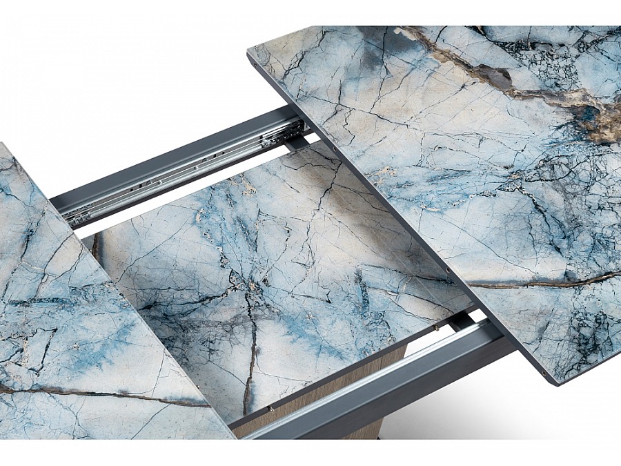 Стол стеклянный Теон 140(180)х80х75 магеллан / галифакс натуральный / графит