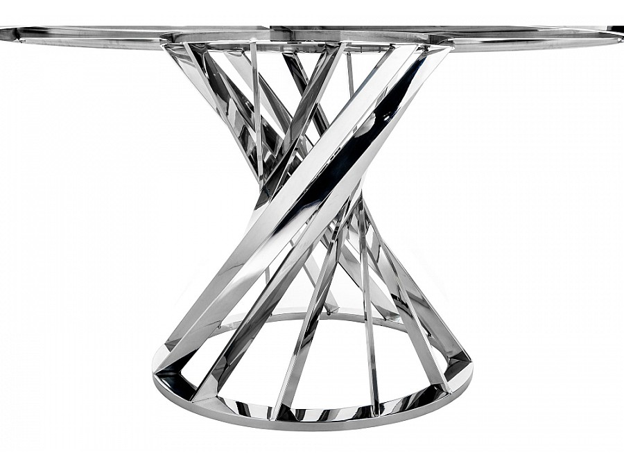 Стол стеклянный Twist 130х74 steel / white