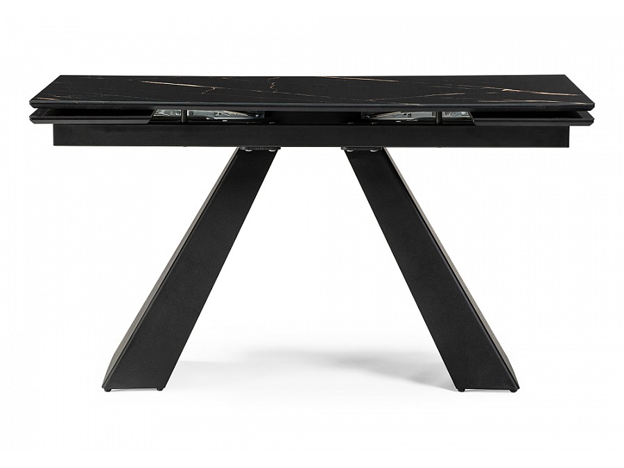 Стол стеклянный Торвальд 140(200)х80х77 обсидиан / черный