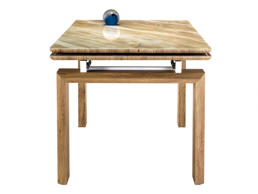 Стол стеклянный Давос 140(200)х80х78 бежевый мрамор