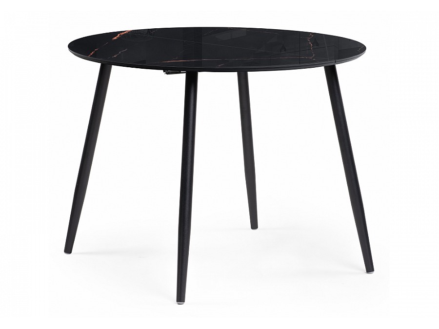 Стол стеклянный Кловис 100(140)х100х76 обсидиан / черный